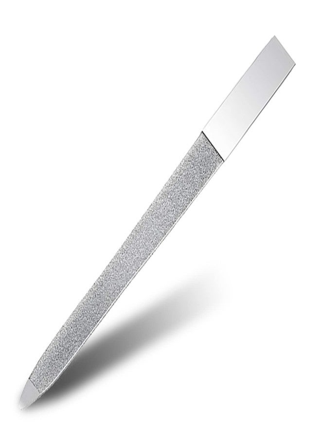 LOOKSEVEN 1 PCS Diamond Nail File Double Sided Metal Fingernail Manicure Files for Polish Nail, Removes Nail Ridges 5 Inches - Image 1